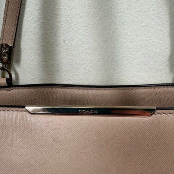 Coach Madison East West Saffiano Leather Tote Shoulder Bag Shopper Tan Neutral - Picture 13 of 15